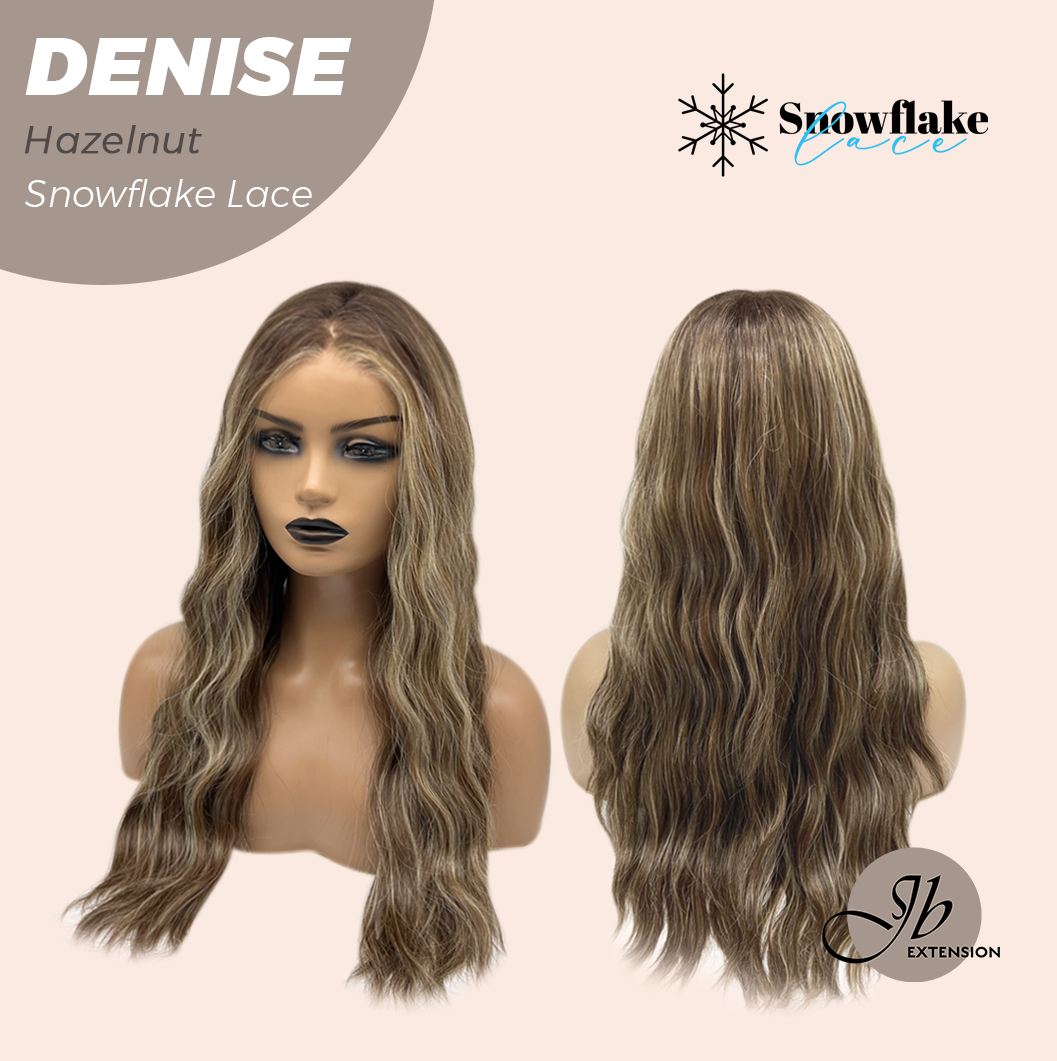 JBEXTENSION 24 Inches Hazelnut Wave Pre-Cut Snowflake Lace Frontlace Glueless Wig DENISE HAZELNUT【PERMATEASE】【BENDY EAR TABS】- M/L