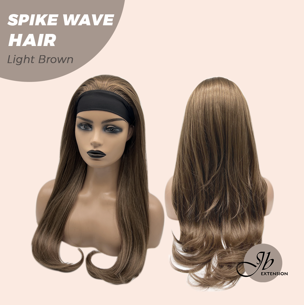 JBEXTENSION 24 Inches Long Curly Hair Light Brown Headband Wig SPIKE WAVE HAIR - LIGHT BROWN