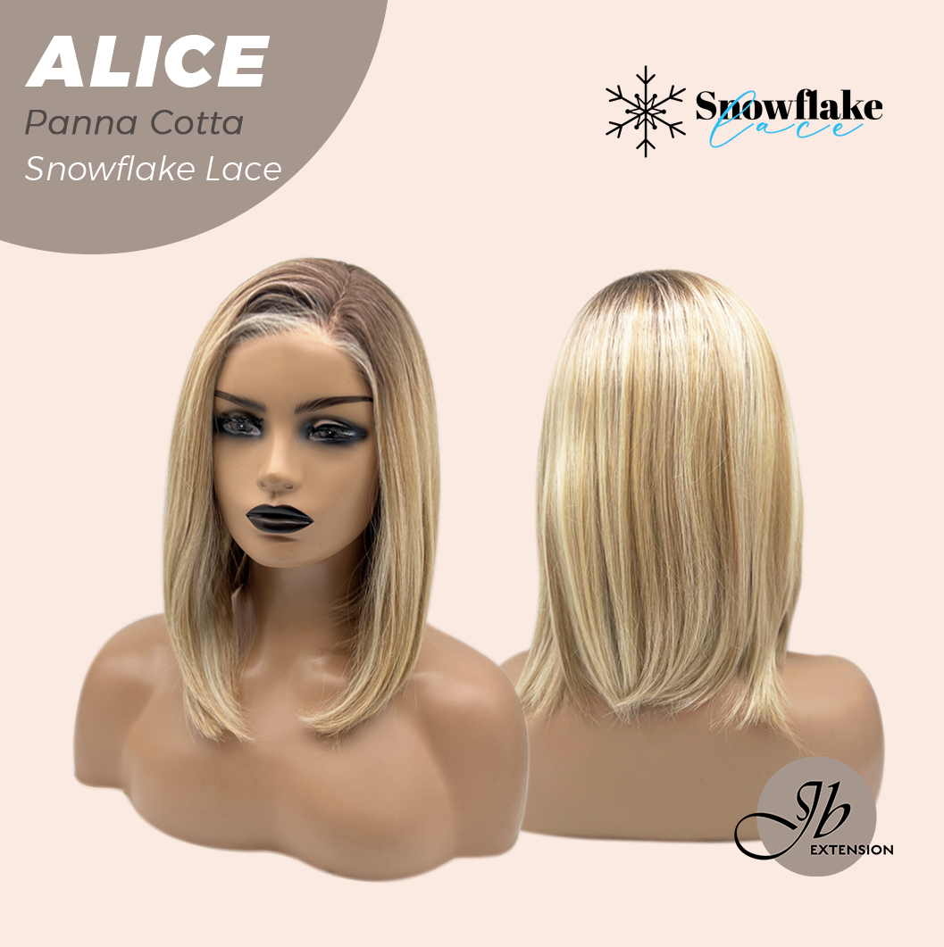JBEXTENSION 12 Inches Panna Cotta Pre-Cut Side Part Snowflake Lace Frontlace Glueless Wig ALICE PANNA COTTA【BENDY EAR TABS】