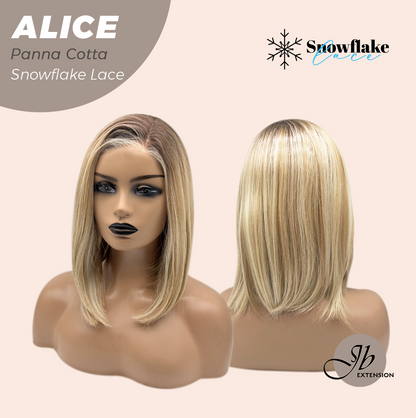 JBEXTENSION 12 Inches Panna Cotta Pre-Cut Side Part Snowflake Lace Frontlace Glueless Wig ALICE PANNA COTTA【BENDY EAR TABS】