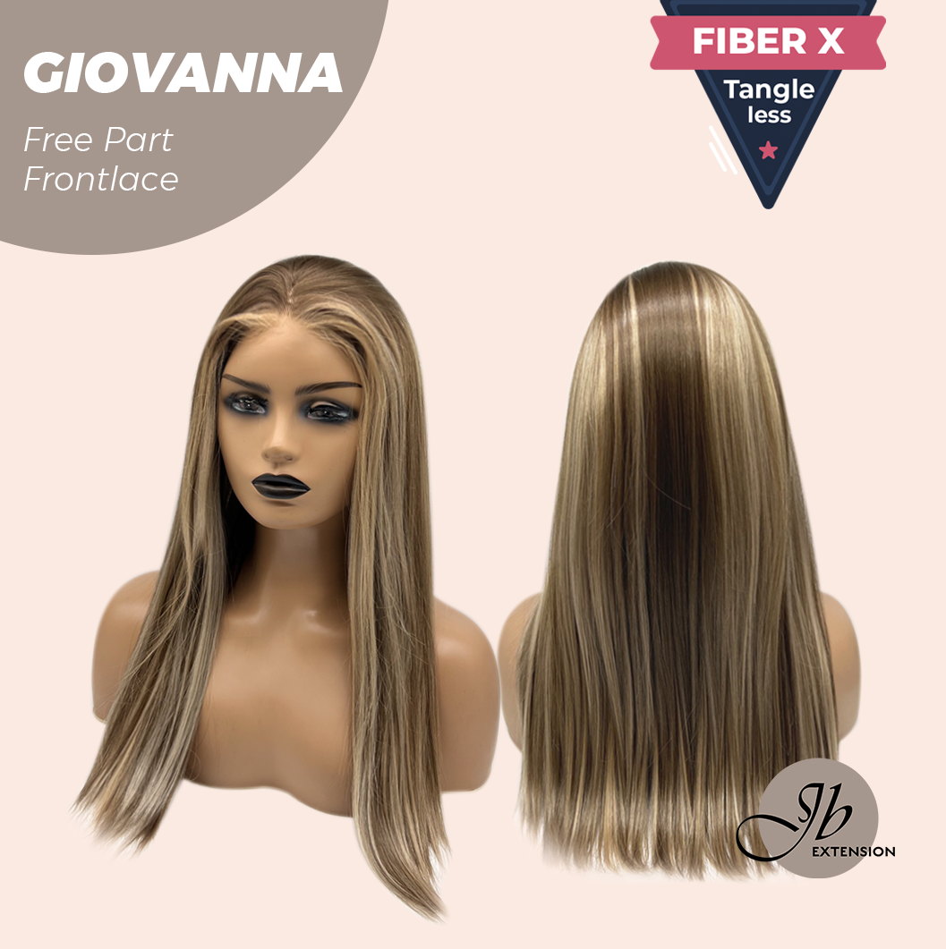 JBEXTENSION 22 Inches Mix Blonde Straight Fiber X, Tangle Less Pre-Cut Free Part Frontlace Glueless Wig GIOVANNA【FIBER X】