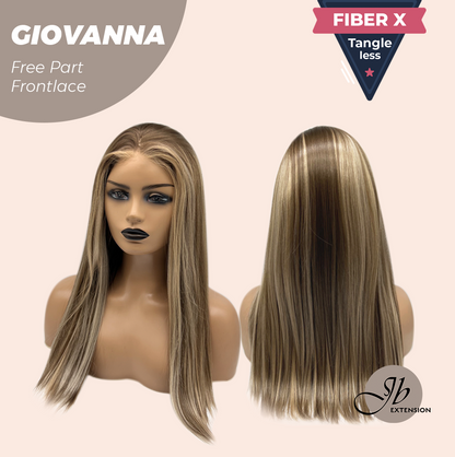 JBEXTENSION 22 Inches Mix Blonde Straight Fiber X, Tangle Less Pre-Cut Free Part Frontlace Glueless Wig GIOVANNA【FIBER X】
