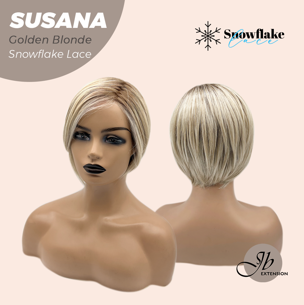 [PRE-ORDER] JBEXTENSION 9 Inches Golden Blonde Pre-Cut Side Part Snowflake Lace Frontlace Glueless Wig SUSANA GOLDEN BLONDE【BENDY EAR TABS】