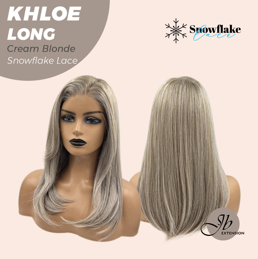 [FINAL SALE] JBEXTENSION 18 Inches Cream Blonde Pre-Cut Snowflake Lace Frontlace Glueless Wig KHLOE LONG CREAM BLONDE【PERMATEASE】【BENDY EAR TABS】