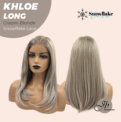 [FINAL SALE] JBEXTENSION 18 Inches Cream Blonde Pre-Cut Snowflake Lace Frontlace Glueless Wig KHLOE LONG CREAM BLONDE【PERMATEASE】【BENDY EAR TABS】
