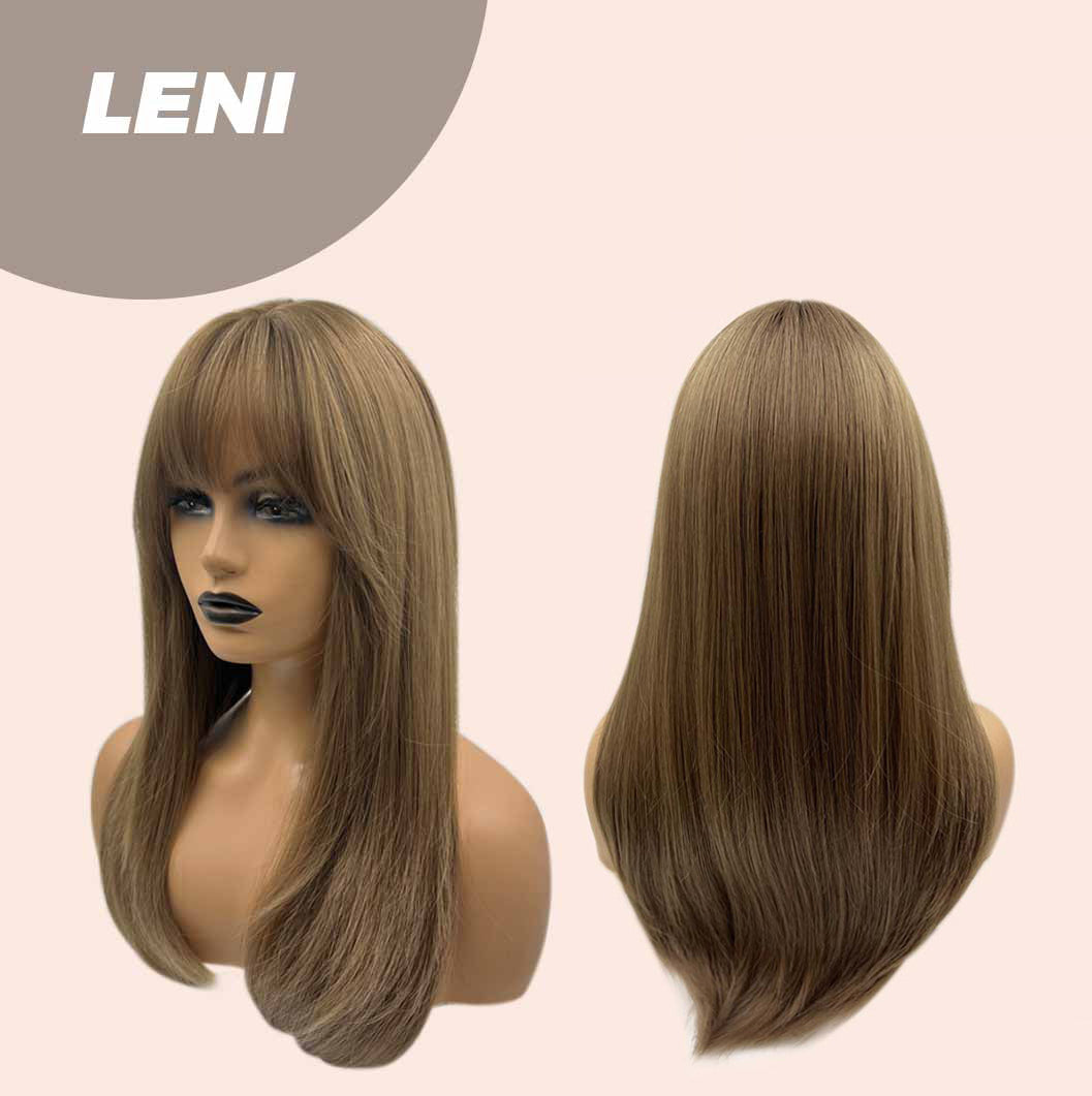 JBEXTENSION 22 Inches Light Brown Fashion Wig with Bangs LENI