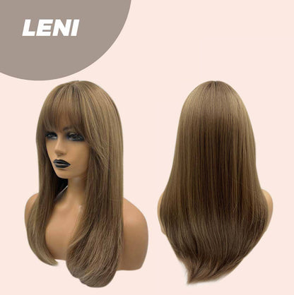JBEXTENSION 22 Inches Light Brown Fashion Wig with Bangs LENI