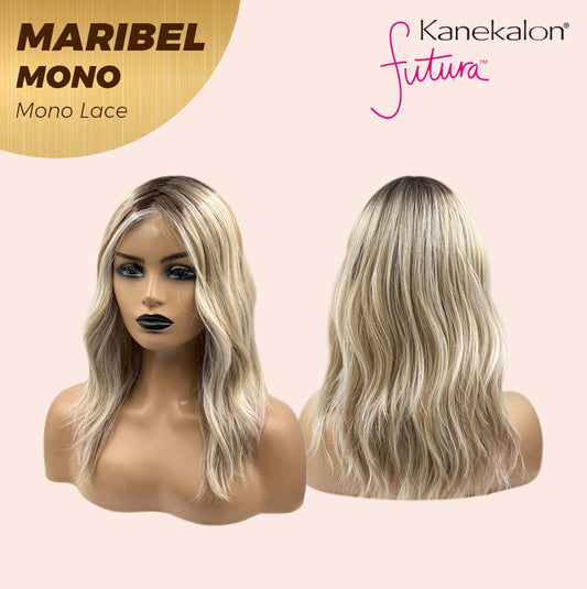 JBEXTENSION MARIBEL MONO Monofilament Handmade Wig 6X5 Full Monofilament Hand Tied Top Wig 16 Inches Blonde With Dark Root Wave Mono Lace Wig With Anti-slip Silicone Strips Glueless Wig Maribel Mono【BENDY EAR TABS】