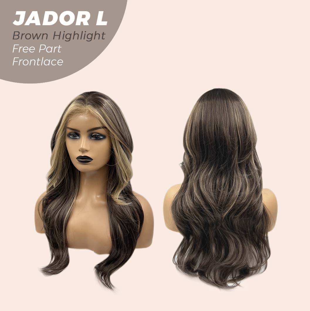 [FINAL SALE] JBEXTENSION 24 Inches Brown Highlight Curly Lace Front Wig.Pre Plucked 13*4 HD Transparent Lace Frontal Handmade Futura Fiber Swiss Lace Synthetic Fiber Pre-Cut Lace Glueless Wig JADOR L BROWN HIGHLIGHT