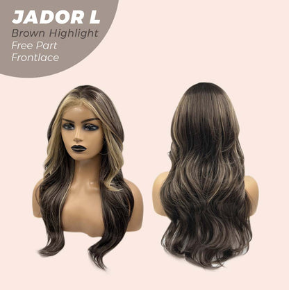 [FINAL SALE] JBEXTENSION 24 Inches Brown Highlight Curly Lace Front Wig.Pre Plucked 13*4 HD Transparent Lace Frontal Handmade Futura Fiber Swiss Lace Synthetic Fiber Pre-Cut Lace Glueless Wig JADOR L BROWN HIGHLIGHT
