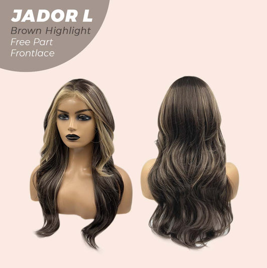 [FINAL SALE] JBEXTENSION 24 Inches Brown Highlight Curly Lace Front Wig.Pre Plucked 13*4 HD Transparent Lace Frontal Handmade Futura Fiber Swiss Lace Synthetic Fiber Pre-Cut Lace Glueless Wig JADOR L BROWN HIGHLIGHT