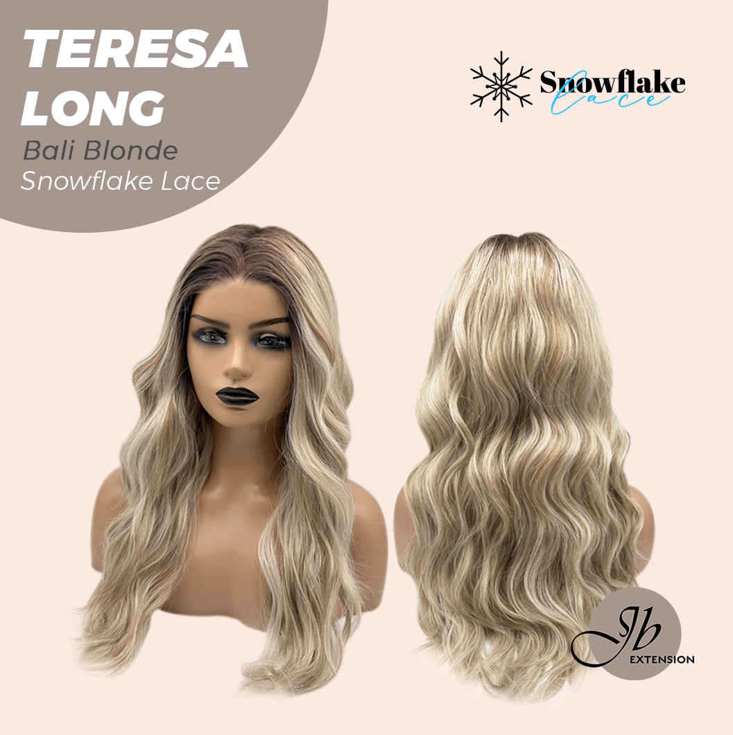 JBEXTENSION 22 Inches Long Bali Blonde Pre-Cut Snowflake Lace Frontlace Glueless Wig TERESA LONG BALI BLONDE【PERMATEASE】【BENDY EAR TABS】- S/M
