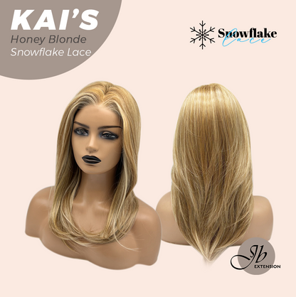 [FINAL SALE] JBEXTENSION 18 Inches Honey Blonde Pre-Cut Snowflake Lace Frontlace Glueless Wig KAI'S HONEY BLONDE【PERMATEASE】【BENDY EAR TABS】