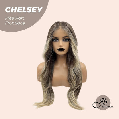 [FINAL SALE] JBEXTENSION 26 Inches Curly Mix Blonde Free Part Pre-Cut Frontlace Glueless Wig CHELSEY