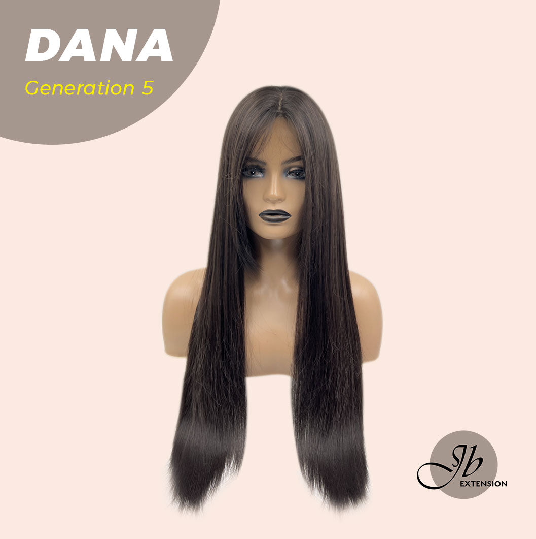 [FINAL SALE] JBEXTENSION GENERATION FIVE 28 Inches Long Tea Black Darkest Brown Straight Wig With Bangs DANA G5