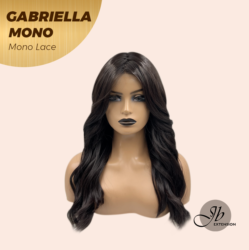 JBEXTENSION GABRIELLA MONO Monofilament Handmade Wig 6X5 Full Monofilament Hand Tied Top Wig 20 Inches Black Wave Mono Lace Wig With Anti-slip Silicone Strips Glueless Wig GABRIELLA MONO【BENDY EAR TABS】