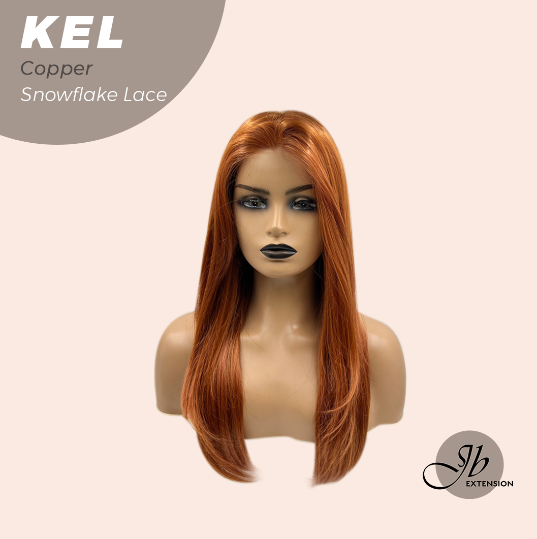 JBEXTENSION 22 Inches Copper Pre-Cut Snowflake Lace Frontlace Glueless Wig KEL COPPER【PERMATEASE】【BENDY EAR TABS】- M/L