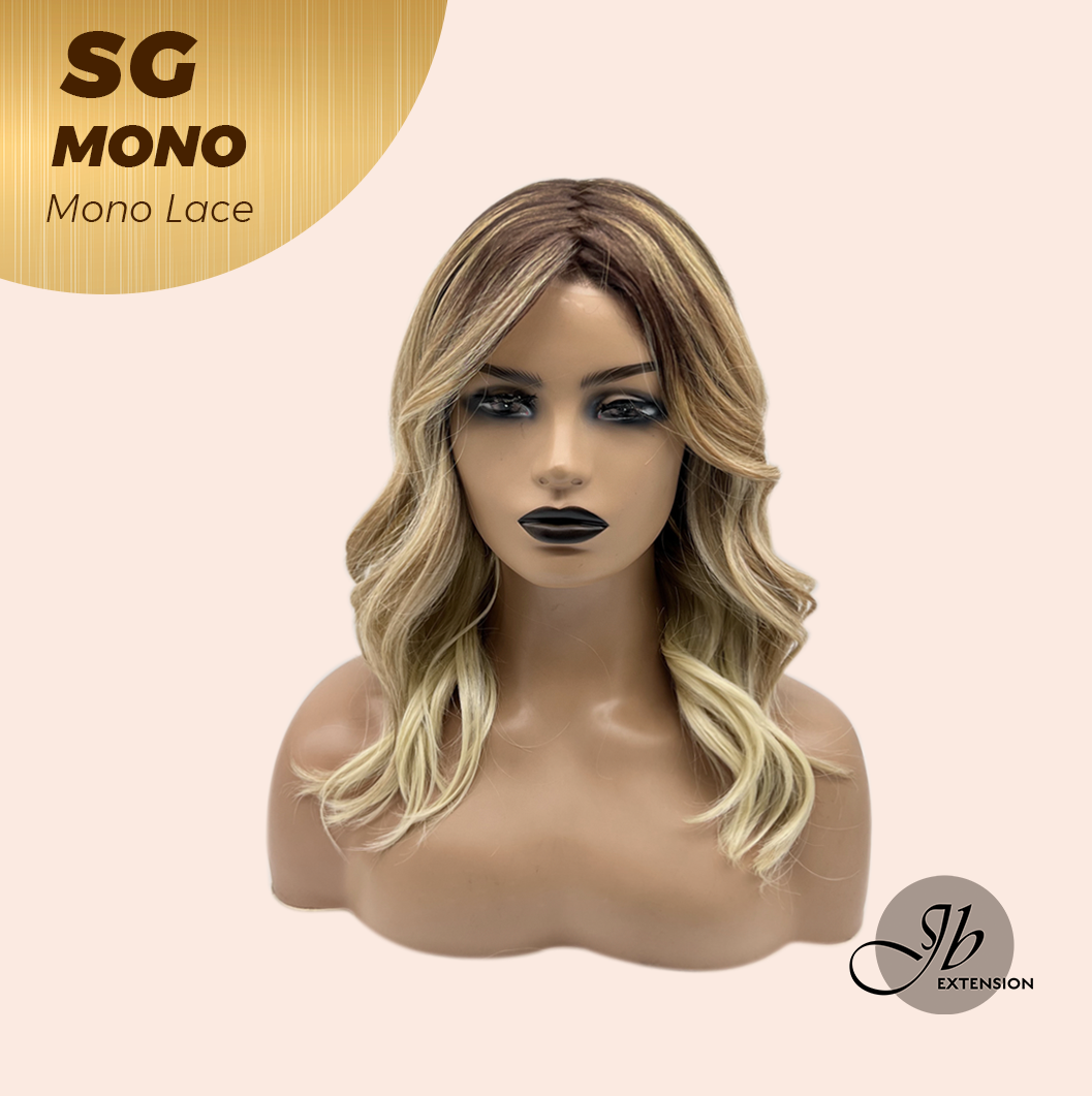 [FINAL SALE] JBEXTENSION SG MONO Monofilament Handmade Wig 6X5 Full Monofilament Hand Tied Top Wig 15 Inches Sunset Blonde Mono Lace Wig With Anti-slip Silicone Strips Glueless Wig SG MONO【BENDY EAR TABS】
