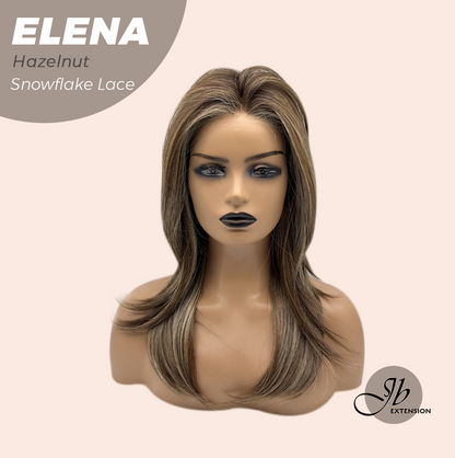 [FINAL SALE] JBEXTENSION 18 Inches Hazelnut Pre-Cut Snowflake Lace Frontlace Glueless Wig ELENA HAZELNUT【PERMATEASE】【BENDY EAR TABS】- M/L