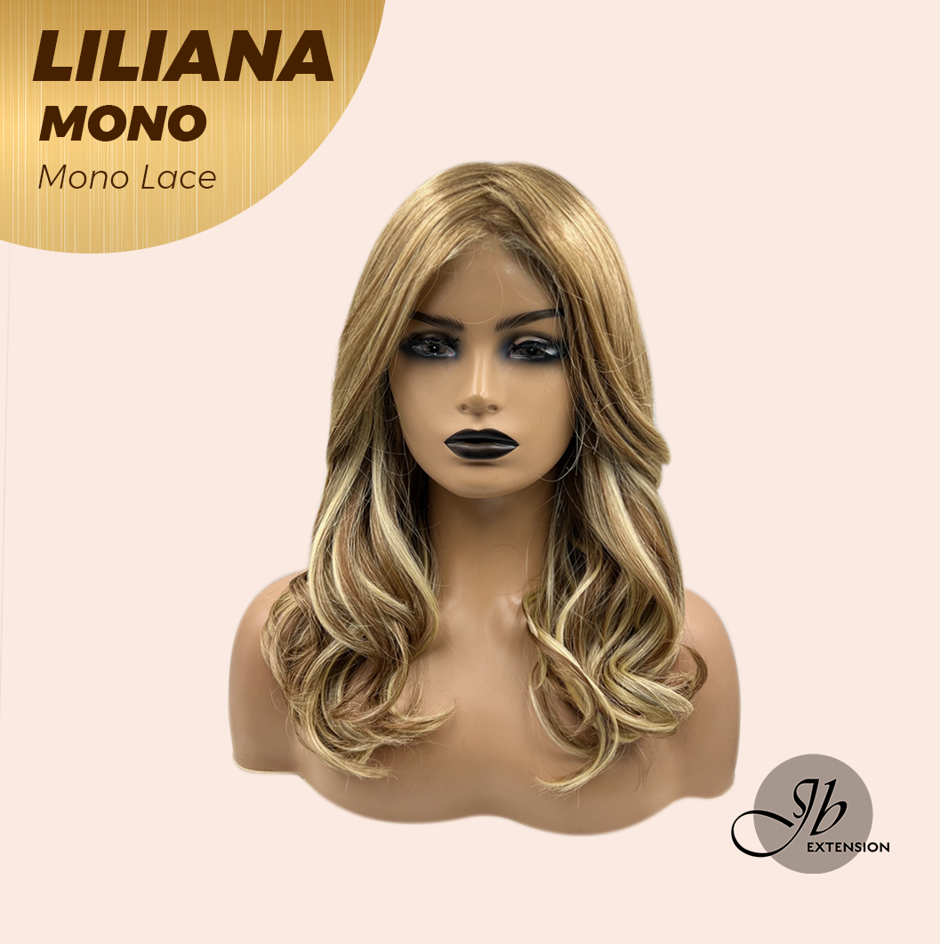 [FINAL SALE] JBEXTENSION LILIANA MONO Full Monofilament Handmade Full Lace Full Hand Tied Wig 18 Inches Honey Blonde Mono Lace Handmade Futura Fiber Wig Glueless Wig LILIANA MONO【BENDY EAR TABS】