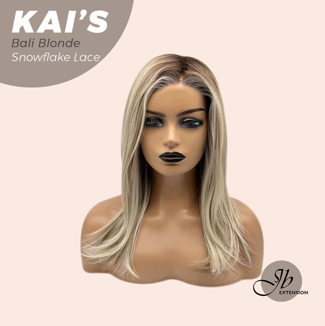 JBEXTENSION 18 Inches Bali Blonde Pre-Cut Snowflake Lace Frontlace Glueless Wig KAI'S BALI BLONDE【PERMATEASE】【BENDY EAR TABS】- M/L