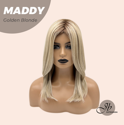 [FINAL SALE] JBEXTENSION 18 Inches Golden Blonde Women Fashion Full Machine Wig MADDY GOLDEN BLONDE【PLUS PERMATEASE】【BENDY EAR TABS】