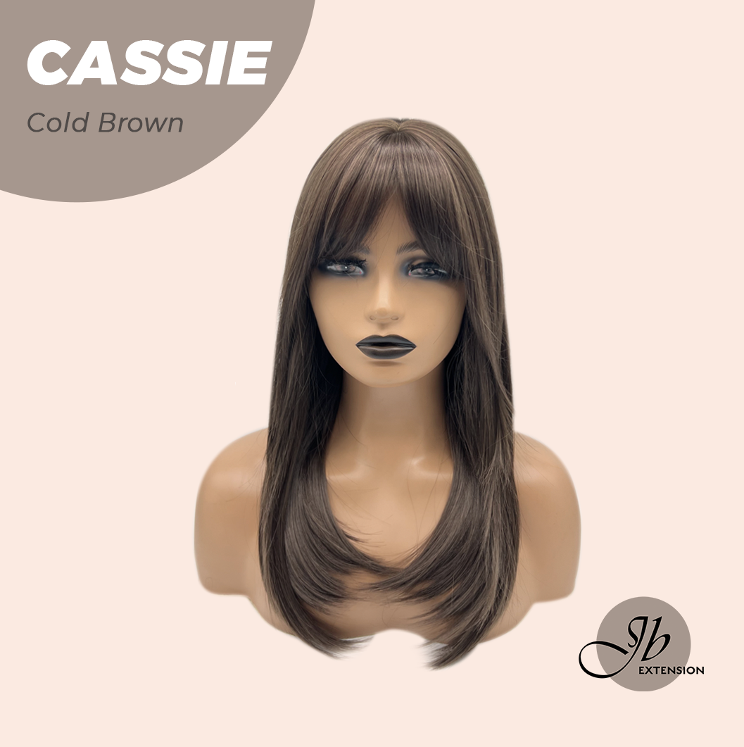 JBEXTENSION 19 Inches Long Cold Brown Wig with Bangs CASSIE COLD BROWN