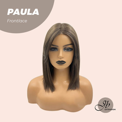 JBEXTENSION 12 Inches Bob Cut Cold Brown Straight Pre-Cut Frontlace Glueless Wig PAULA