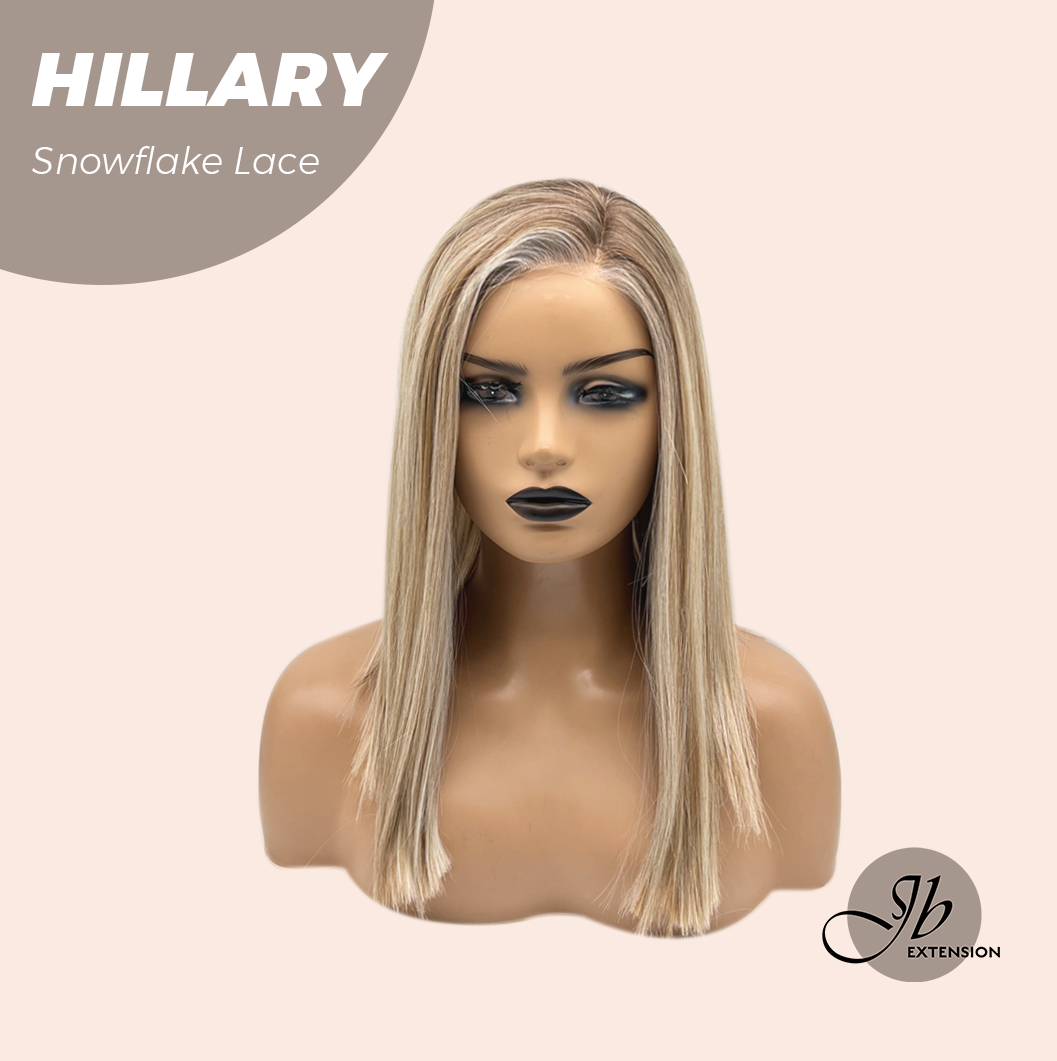 [FINAL SALE] JBEXTENSION 16 Inches Blonde Straight Pre-Cut Side Part Snowflake Lace Frontlace Glueless Wig HILLARY SNOWFLAKE【BENDY EAR TABS】- M/L