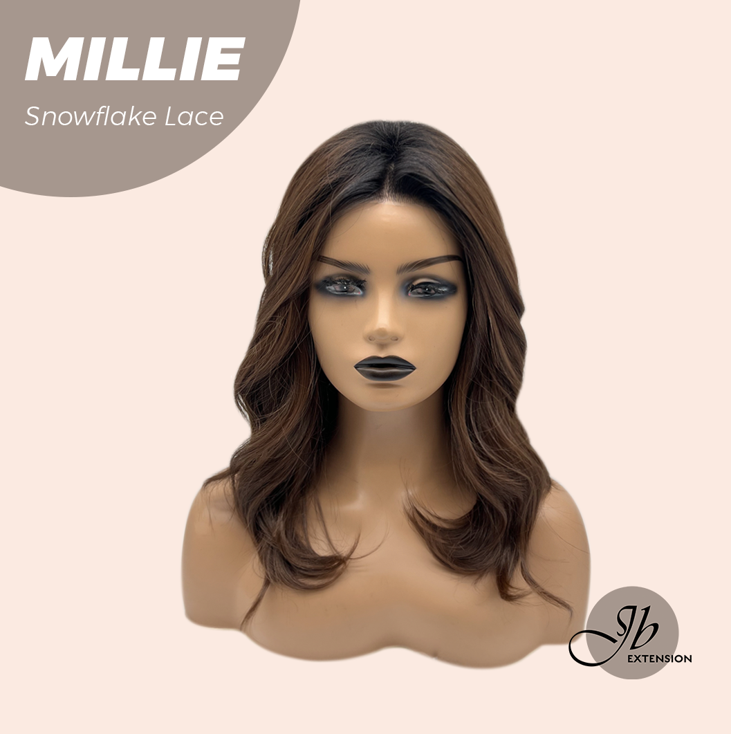 [FINAL SALE] JBEXTENSION 16 Inches Mocha Pre-Cut Snowflake Lace Frontlace Glueless Wig MILLIE SNOWFLAKE【PERMATEASE】【BENDY EAR TABS】- M/L
