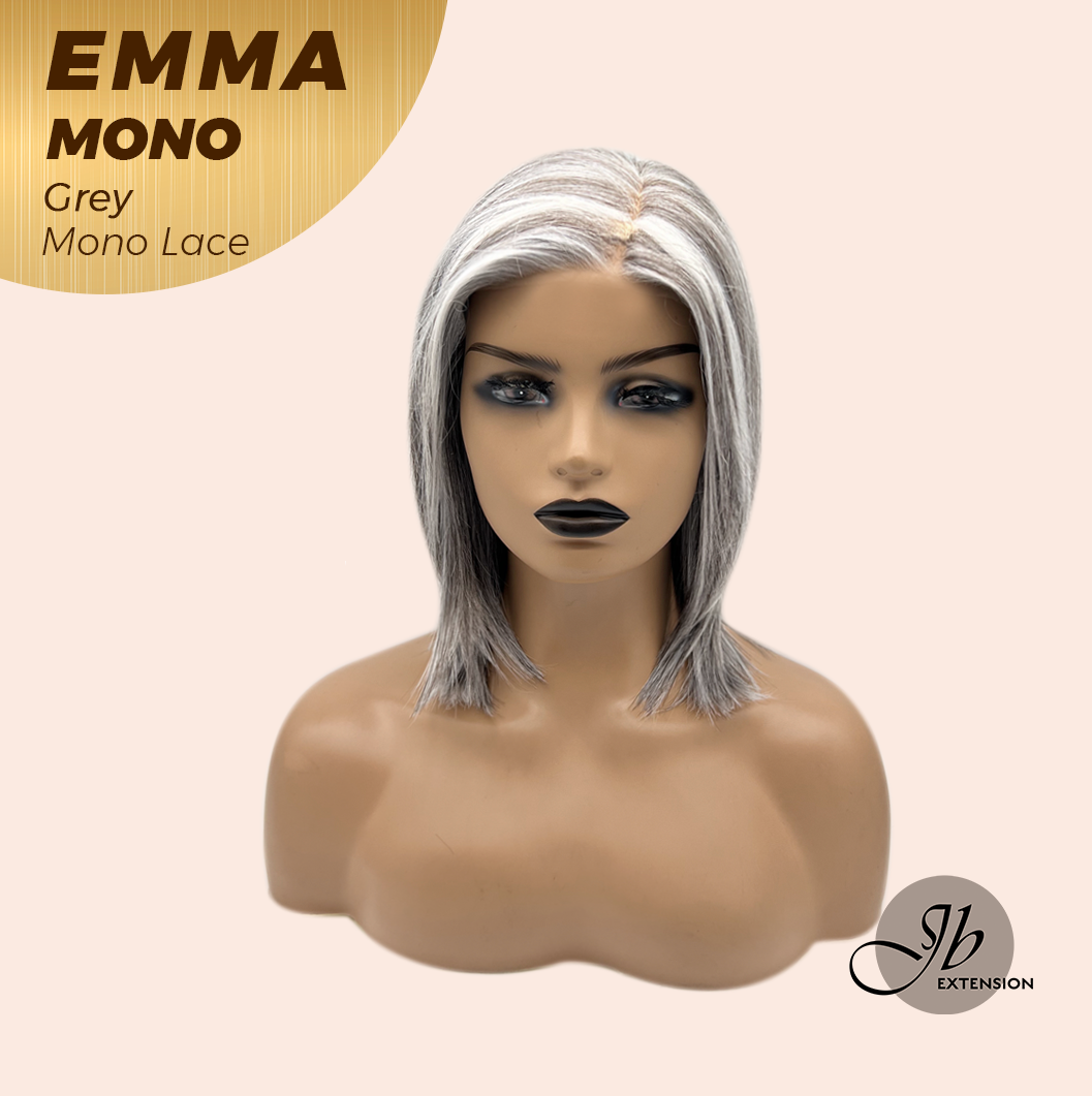[FINAL SALE] JBEXTENSION EMMA MONO Monofilament Handmade Wig 6X5 Full Monofilament Hand Tied Top Wig 14 Inches Grey Mono Lace Wig With Anti-slip Silicone Strips Glueless Wig EMMA MONO GREY【BENDY EAR TABS】