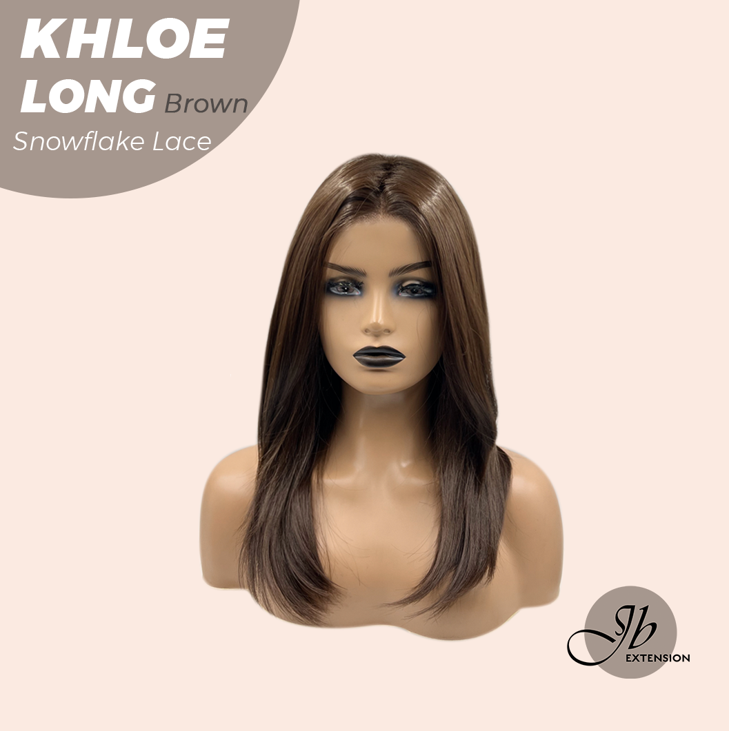 JBEXTENSION 18 Inches Brown Pre-Cut Snowflake Lace Frontlace Glueless Wig KHLOE LONG BROWN【PERMATEASE】【BENDY EAR TABS】- M/L