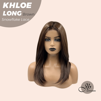 JBEXTENSION 18 Inches Brown Pre-Cut Snowflake Lace Frontlace Glueless Wig KHLOE LONG BROWN【PERMATEASE】【BENDY EAR TABS】- M/L