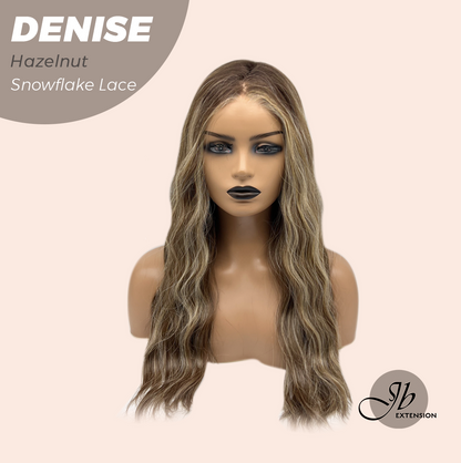 JBEXTENSION 24 Inches Hazelnut Wave Pre-Cut Snowflake Lace Frontlace Glueless Wig DENISE HAZELNUT【PERMATEASE】【BENDY EAR TABS】- M/L