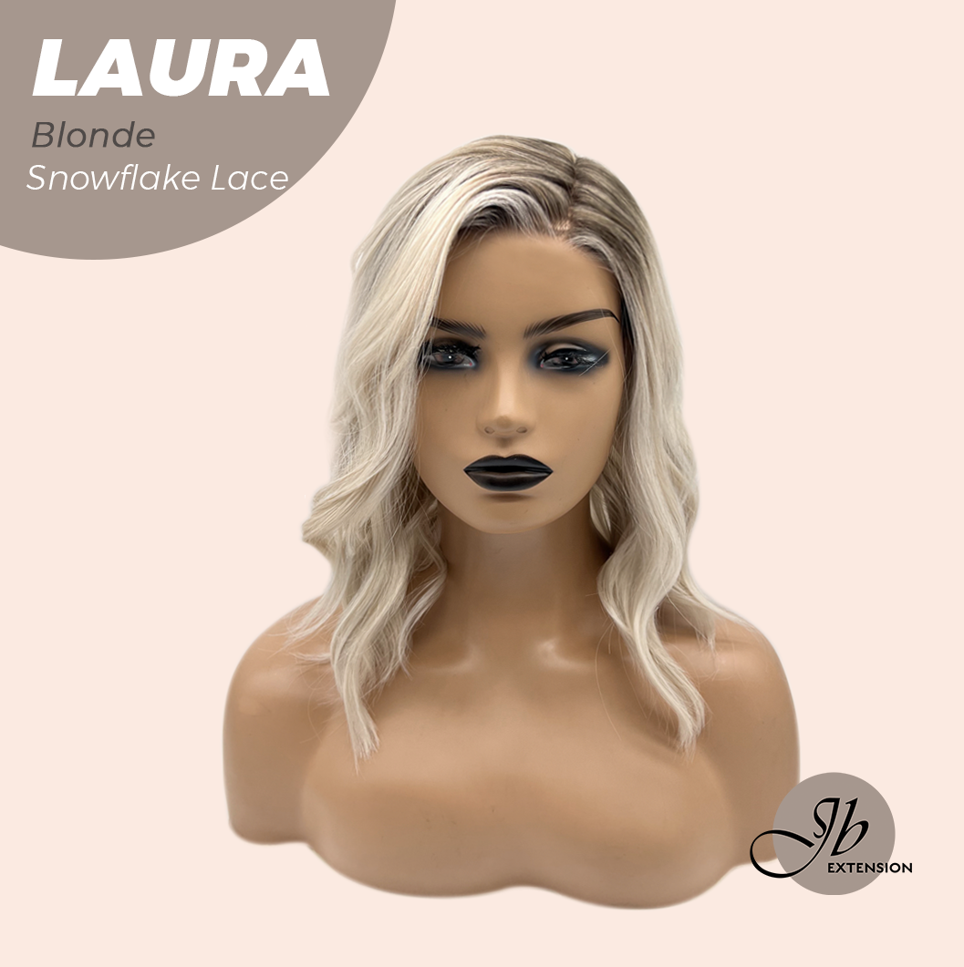 JBEXTENSION 14 Inches Blonde Pre-Cut Side Part Snowflake Lace Frontlace Glueless Wig LAURA SNOWFLAKE【BENDY EAR TABS】- S/M