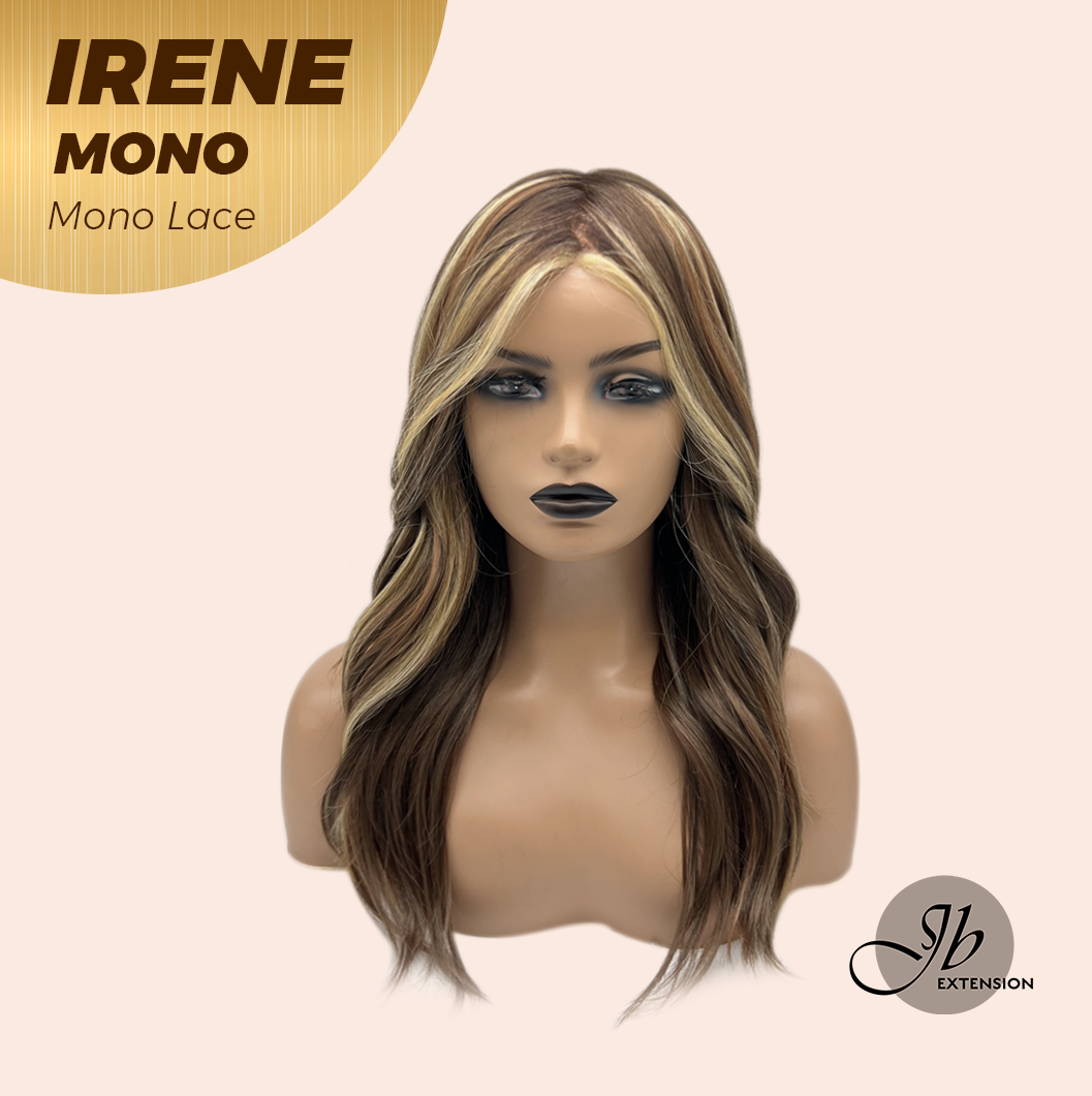 JBEXTENSION IRENE MONO Monofilament Handmade Wig 6X5 Full Monofilament Hand Tied Top Wig 19 Inches Caramel Blonde Highlight Curly Mono Lace Wig With Anti-slip Silicone Strips Glueless Wig IRENE MONO【BENDY EAR TABS】