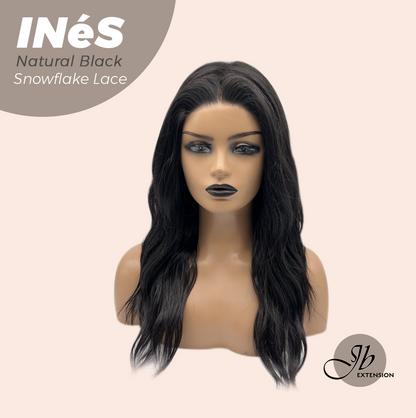 JBEXTENSION 22 Inches Natural Black Pre-Cut Snowflake Lace Frontlace Glueless Wig INéS NATURAL BLACK【PERMATEASE】【BENDY EAR TABS】- M/L