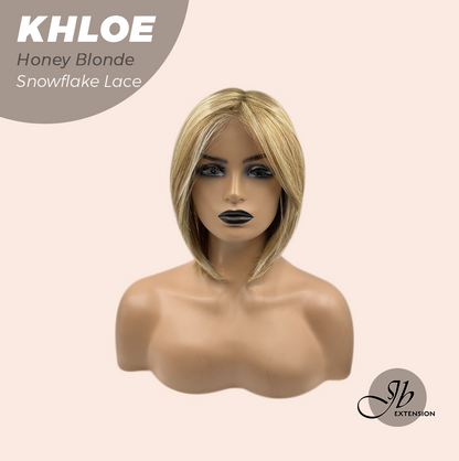 JBEXTENSION 12 Inches Bob Cut Honey Blonde Pre-Cut Snowflake Lace Frontlace Glueless Wig KHLOE HONEY BLONDE【PERMATEASE】【BENDY EAR TABS】- M/L