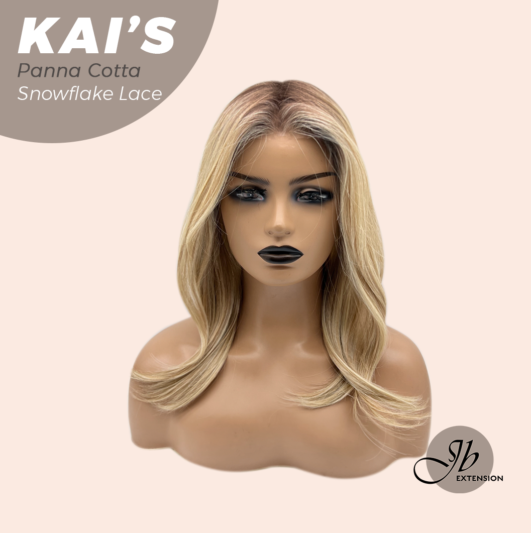 JBEXTENSION 18 Inches Panna Cotta Pre-Cut Snowflake Lace Frontlace Glueless Wig KAI'S PANNA COTTA【PERMATEASE】【BENDY EAR TABS】- M/L