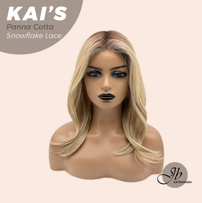 JBEXTENSION 18 Inches Panna Cotta Pre-Cut Snowflake Lace Frontlace Glueless Wig KAI'S PANNA COTTA【PERMATEASE】【BENDY EAR TABS】- M/L