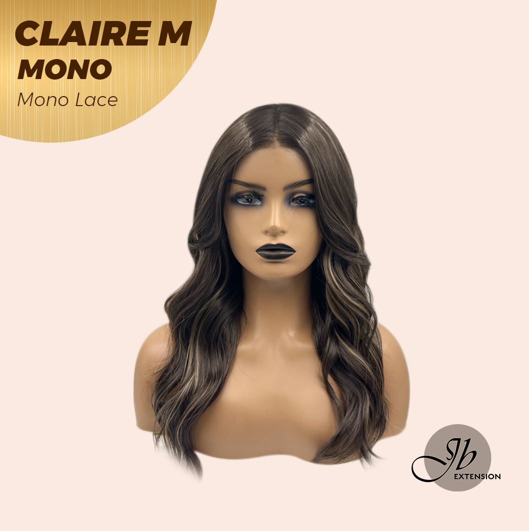 JBEXTENSION CLAIRE MONO Partial Monofilament Wig 22 Inches Brown with Highlight Partial Mono Lace Glueless Wig CLAIRE MONO【BENDY EAR TABS】