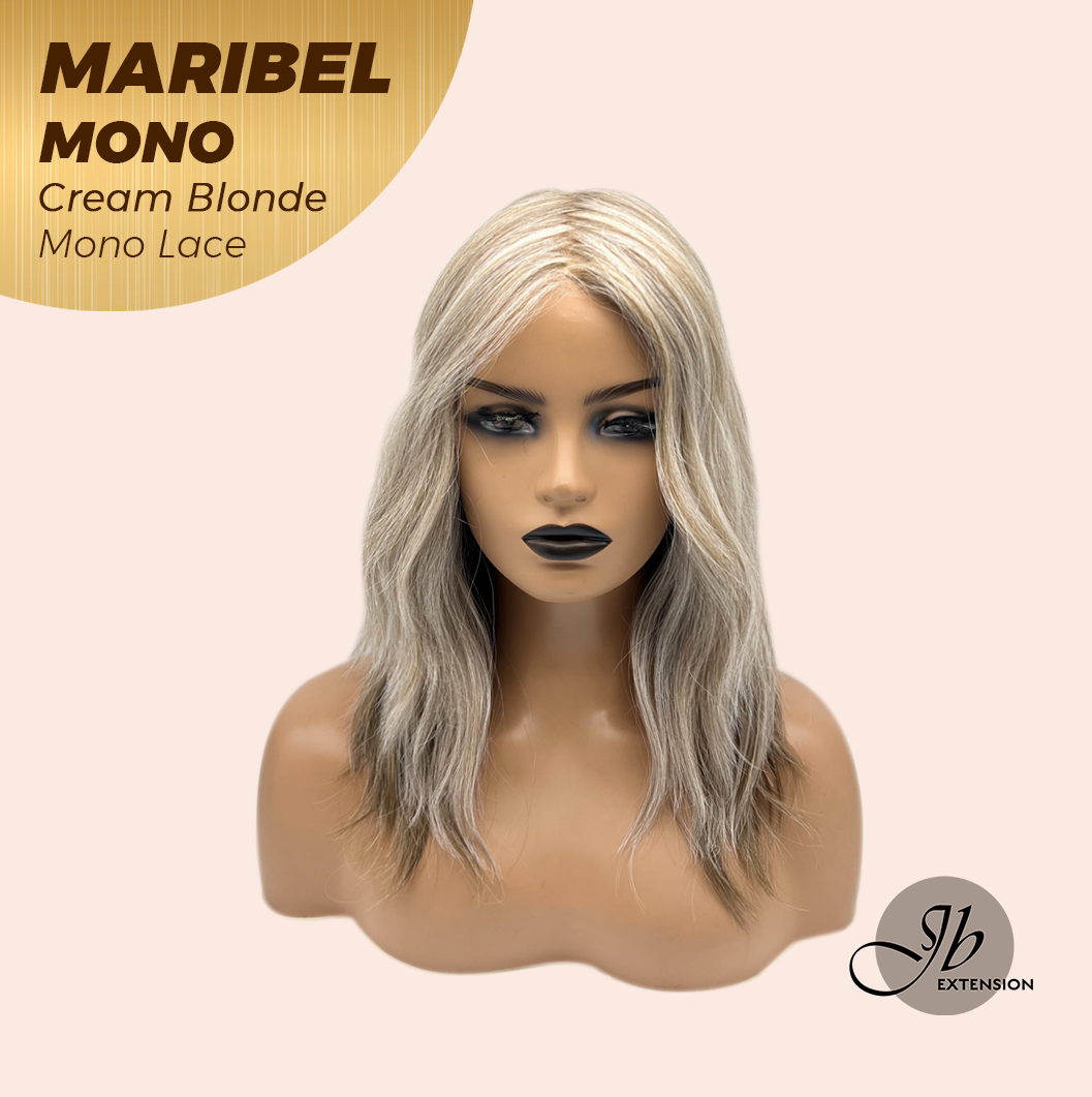 JBEXTENSION MARIBEL MONO CREAM BLONDE Monofilament Handmade Wig 6X5 Full Monofilament Hand Tied Top Wig 16 Inches Cream Blonde Wave Mono Lace Wig With Anti-slip Silicone Strips Glueless Wig MARIBEL MONO CREAM BLONDE【BENDY EAR TABS】