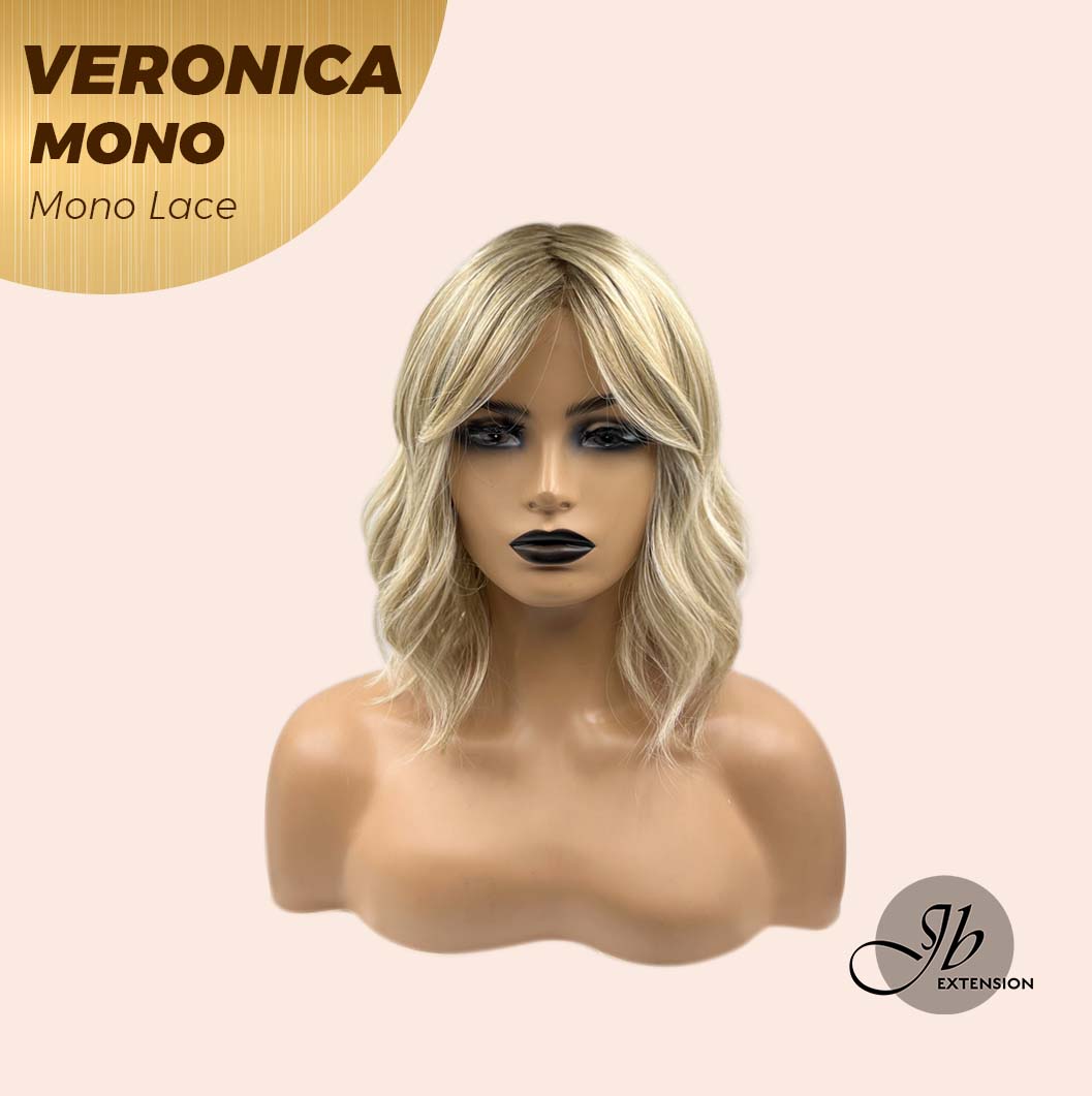 JBEXTENSION VERONICA MONO Monofilament Handmade Wig 6X5 Full Monofilament Hand Tied Top Wig 12 Inches Blonde Wave Mono Lace Wig With Anti-slip Silicone Strips Glueless Wig VERONICA MONO【BENDY EAR TABS】