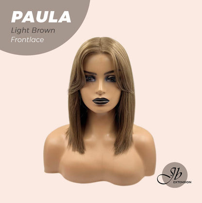 JBEXTENSION 12 Inches Bob Cut Light Brown Straight Pre-Cut Frontlace Glueless Wig PAULA LIGHT BROWN