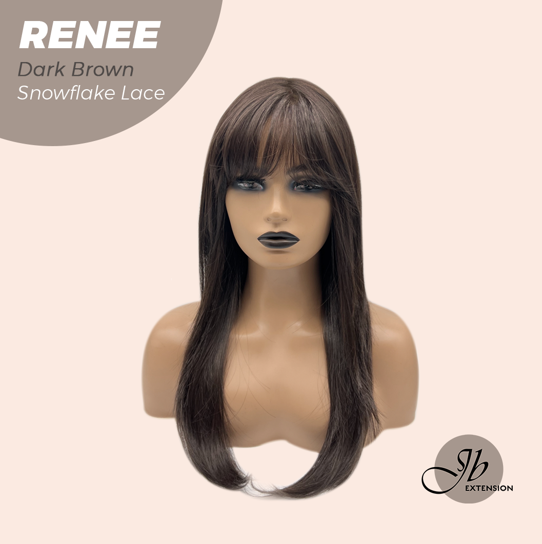 [FINAL SALE] JBEXTENSION 21 Inches Dark Brown Pre-Cut Arc Snowflake Lace Frontlace Glueless Wig RENEE DARK BROWN【BENDY EAR TABS】
