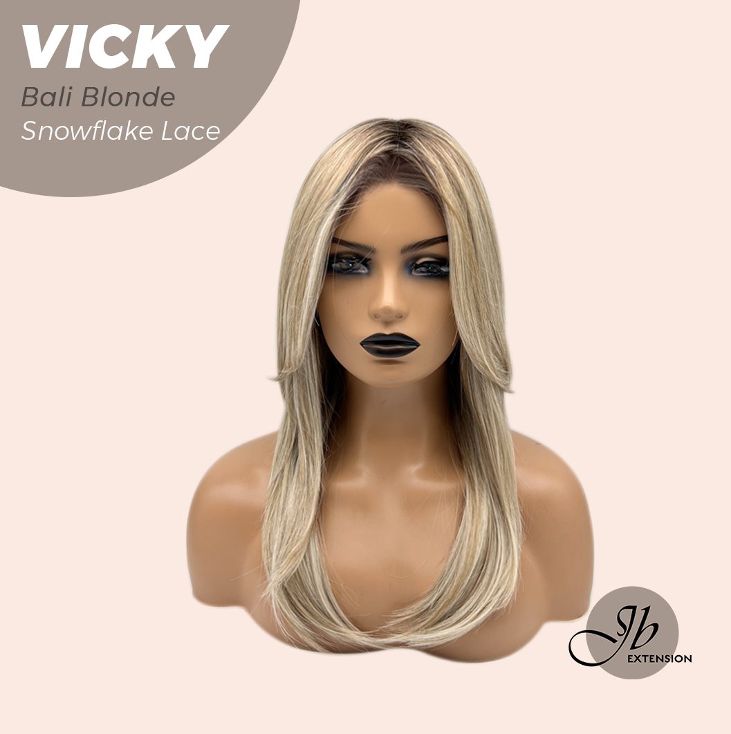 [FINAL SALE] JBEXTENSION 20 Inches Bali Blonde Pre-Cut Snowflake Lace Frontlace Glueless Wig VICKY BALI BLONDE【PERMATEASE】【BENDY EAR TABS】- M/L
