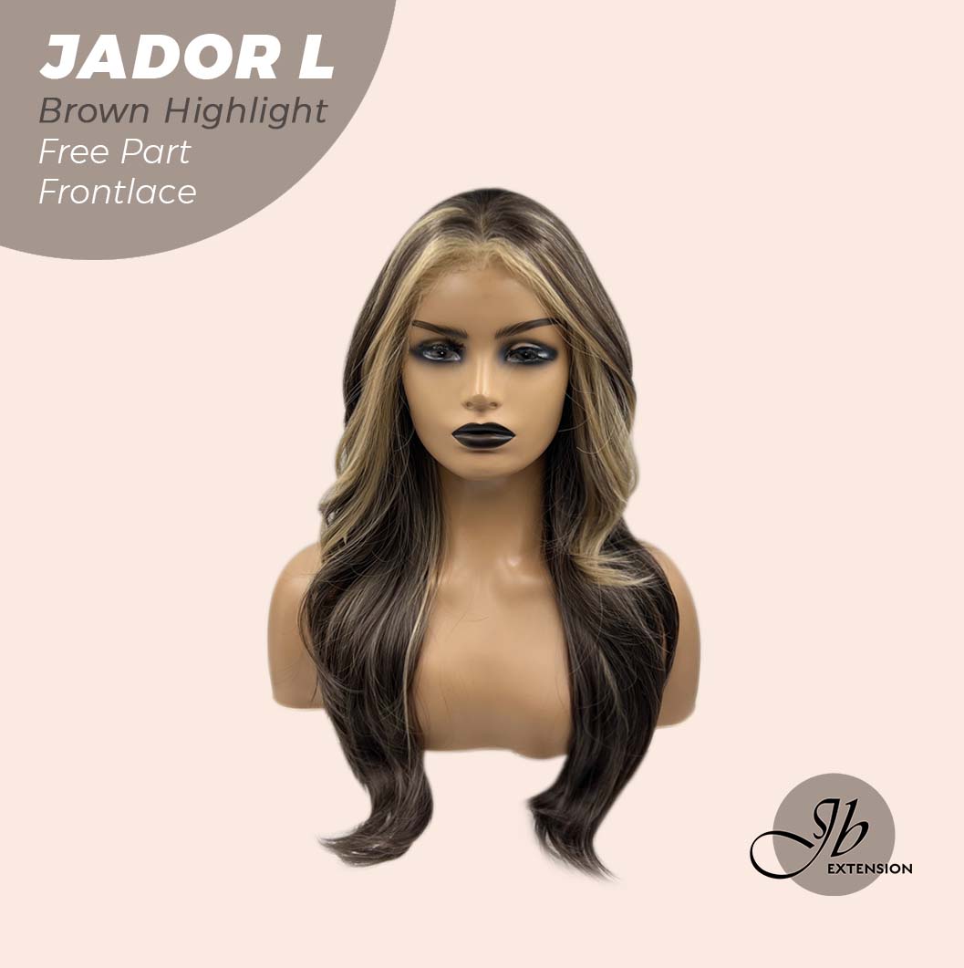 [FINAL SALE] JBEXTENSION 24 Inches Brown Highlight Curly Lace Front Wig.Pre Plucked 13*4 HD Transparent Lace Frontal Handmade Futura Fiber Swiss Lace Synthetic Fiber Pre-Cut Lace Glueless Wig JADOR L BROWN HIGHLIGHT