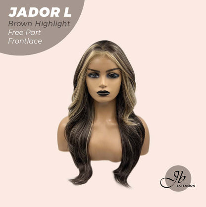 [FINAL SALE] JBEXTENSION 24 Inches Brown Highlight Curly Lace Front Wig.Pre Plucked 13*4 HD Transparent Lace Frontal Handmade Futura Fiber Swiss Lace Synthetic Fiber Pre-Cut Lace Glueless Wig JADOR L BROWN HIGHLIGHT