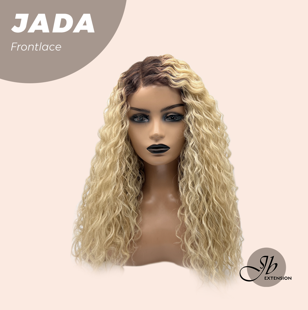 JBEXTENSION 18 Inches Deep Curly Blonde Pre-Cut Side Part Frontlace Glueless Black Sapphire Wig JADA【BENDY EAR TABS】