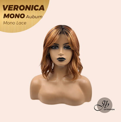 Nichole's Selection - VERONICA MONO Monofilament Handmade Wig 6X5 Full Monofilament Hand Tied Top Wig 12 Inches Auburn Wave Mono Lace Wig With Anti-slip Silicone Strips Glueless Wig VERONICA MONO AUBURN【BENDY EAR TABS】